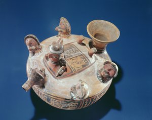 Bóstwo z kobietami oferującymi napoje, Kultura Recuay (ceramiczna) autorstwa Peruvian School