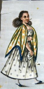 Dama z cherootem, ok. 1820 (akwarela na papierze) autorstwa Peruvian School