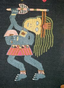 Tancerka z tkanej wełny z batutą, plemię Paracas (tekstylne) (patrz także 231826) autorstwa Peruvian School