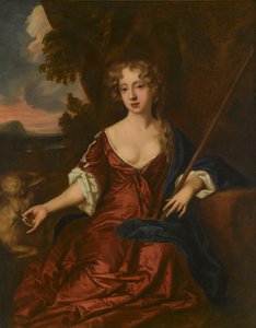Portret damy, podobno Nell Gwynne jako pasterka (olej na płótnie) autorstwa Peter (circle of) Lely