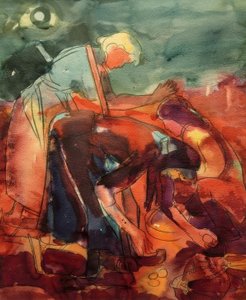 zbiory ziemniaków autorstwa Peter August Böckstiegel