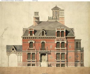 Eliphalet W. Blatchford House, Chicago, Illinois, LaSalle Street Elevation and Partial Section