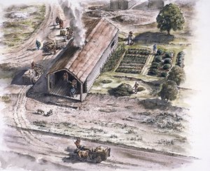 Budynek przemysłowy, fort rzymski Ribchester, Lancashire, II wiek, 1996 autorstwa Peter Dunn