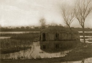 Dom na trzcinowej łodzi, życie i krajobraz na Norfolk Broads, ok. 1886 r.