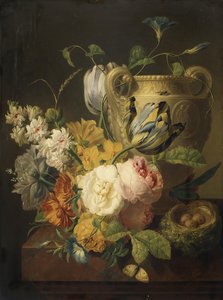 Kwiaty przy kamiennym wazonie, 1786. autorstwa Peter Faes
