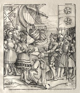 Maksymilian zawiera pokój z Henrykiem VII. autorstwa Peter Flötner