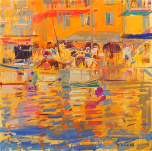 Łodzie w porcie Saint Tropez autorstwa Peter Graham (Contemporary)