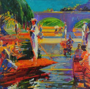 Boaters, Cambridge (olej na płótnie)
