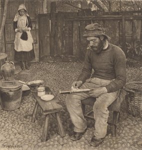 Rybak w domu autorstwa Peter Henry Emerson