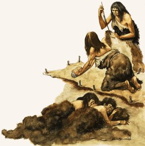 Rodzina z epoki kamienia zeskrobuje skórki, aby tworzyć ubrania autorstwa Peter Jackson