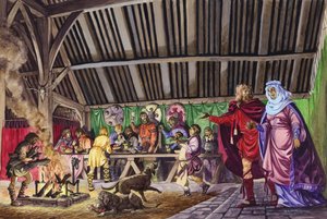 Anglosaski Thane prowadzi swoją żonę do Wielkiej Sali autorstwa Peter Jackson