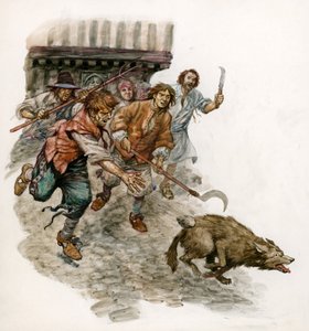 Ściganie dzikiego psa po ulicach autorstwa Peter Jackson