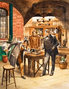 Edison demonstruje pierwszy fonograf w swoim laboratorium autorstwa Peter Jackson