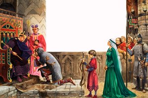 Rycerz przysięgający wierność królowi Wilhelmowi I (gwasz na papierze) autorstwa Peter Jackson
