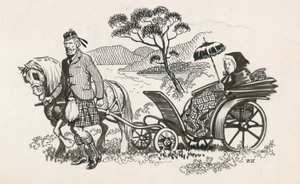 Królowa Wiktoria i John Brown (tusz na papierze) autorstwa Peter Jackson