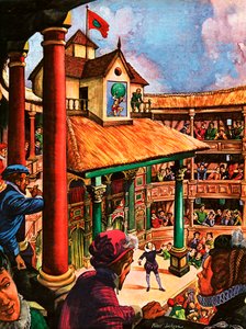 Szekspir występujący w Globe Theatre autorstwa Peter Jackson
