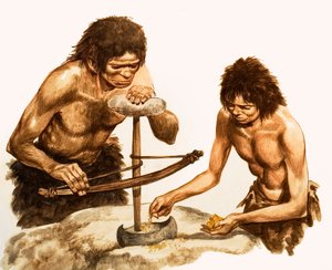 Narzędziowni z epoki kamienia (gwasz na papierze) autorstwa Peter Jackson