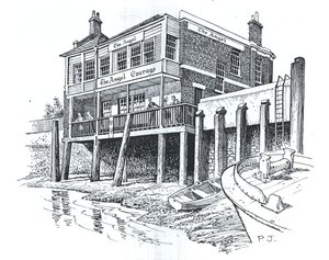 Anioł, Bermondsey, Londyn (tusz na papierze) autorstwa Peter Jackson