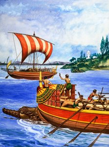 Statki starożytnej Grecji, ilustracja "Skarb autorstwa Peter Jackson