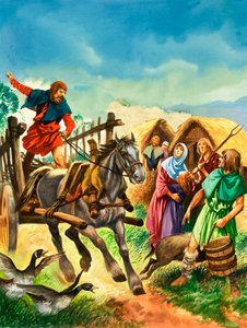 Mieszkańcy wioski ostrzegali przed przybyciem żołnierzy za czasów króla Stefana autorstwa Peter Jackson