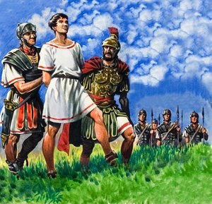 Młody Brytyjczyk aresztowany przez rzymskich żołnierzy autorstwa Peter Jackson