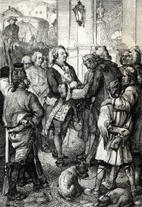 Rewolucja francuska: król Ludwik XVI otrzymuje od burmistrza Paryża Jean-Sylvaina Bailly