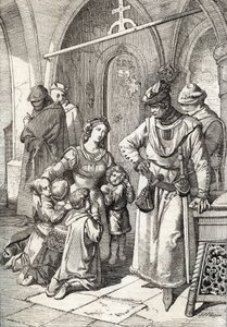 Zabójstwo szlachcianki Ines de Castro (1320-1355), drugiej żony Piotra I (Pedro I) Portugalii w klasztorze Santa Clara de Coimbra, Portugalia 1355 (Żona króla Piotra I Portugalii Morderstwo Ines Castro w klasztorze Santa Clara w Co