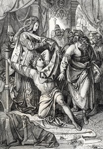 Konkurs poetycki zamku Wartburg w Niemczech w 1207 roku: Minnesangers rywalizują w poetyckich grach, trubadur Henri d