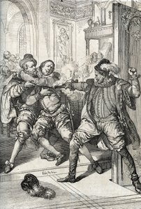 Wojna czterech dwudziestu lat (1568-1648): „” Zabójstwo Wilhelma Orańskiego zwanego Wilhelmem Małomównym (1533-1584) w dniu 10.07.1584 przez Balthazara Gerarda podczas wojny osiemdziesięcioletniej (lub 80 lat) ( Bunt Gueux lub bunt holenderski)” (Assassina autorstwa Peter Johann Nepomuck Geiger