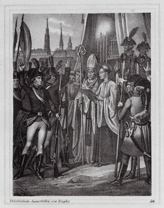 Austriaccy żołnierze wyruszający do walki z Francuzami, Wiedeń autorstwa Peter Johann Nepomuk Geiger