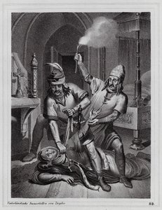Zabójstwo Ludmiły Czeskiej, 921 r. (rycina) autorstwa Peter Johann Nepomuk Geiger