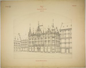 Nowy budynek Rathskeller, Halle (Saale), Saksonia-Anhalt, Niemcy, Perspektywa (niedokończona)