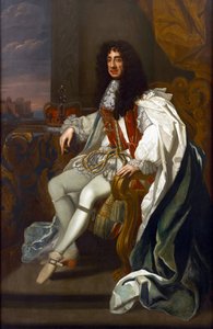 Barok : Portret Karola II Anglii (1630-1685), w szatach Orderu Podwiązki par Lely, Sir Peter (1618-1680). Olej na płótnie, 213,5x140. Prywatna kolekcja