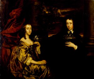 Portret młodego pana i jego żony, ok. 1655-58 (olej na płótnie) autorstwa Peter Lely