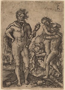 Herkules i Anteusz autorstwa Peter Maes after Heinrich Aldegrever