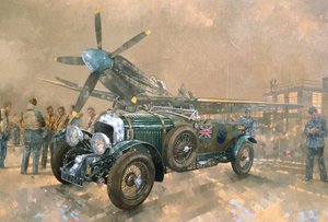 Bentley i Spitfire (olej na płótnie)