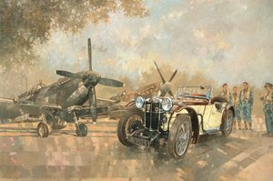 Kremowy Cracker MG 4 Spitfires (olej na płótnie)