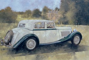 Zielony i biały Bentley w Althorp (olej na płótnie)
