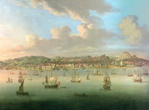 Flota brytyjska płynąca do portu w Lizbonie, 1735