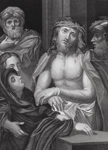 Ecce Homo, Izajasz, rozdz. 53, w. 5 (rycina) autorstwa Peter Paul (after) Rubens