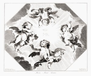 Czworo aniołków świętujących Najświętszą Maryję Pannę. autorstwa Peter Paul (after) Rubens