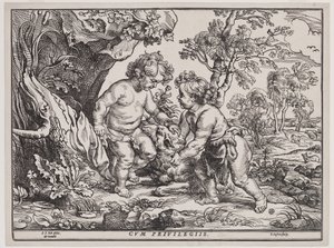 Dzieciątko Chrystus i św. Jan bawiący się z barankiem, rycina Christoffel Jegher (1596-1653), po 1632 (drzewryt) autorstwa Peter Paul (after) Rubens