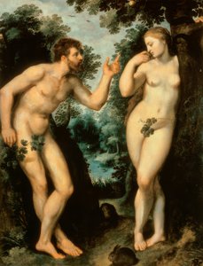 Adam i Ewa pod drzewem poznania" autorstwa Peter Paul Rubens