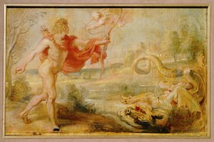 Apollo i wąż pyton (obraz na drewnie) autorstwa Peter Paul Rubens