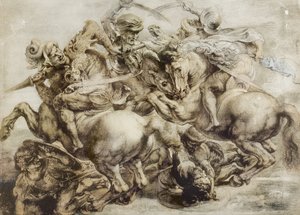 Bitwa pod Anghiari, wg Leonarda da Vinci (pióro i tusz z praniem na papierze) autorstwa Peter Paul Rubens