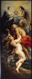Cykl Medyceuszy: „”Triumf Verite””” Król Ludwik XIII i królowa Maria Medyceuszy reprezentowani na szczycie alegorii Czasu i Verite. Obraz Pierre Paul (Pierre-Paul) Rubens (lub Peter Paul lub Petrus Paulus) (1577-1640) (ec.flam.) autorstwa Peter Paul Rubens