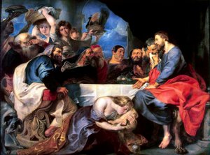 Święto w domu Szymona faryzeusza w latach 1618-1620. autorstwa Peter Paul Rubens