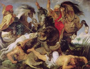 Хиппопотам ба матрын агнуур, c.1615-16 (дэлгэрэнгүйг 170972-оос үзнэ үү)поли autorstwa Peter Paul Rubens