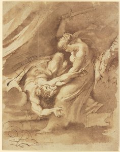 Judyta ścinająca głowę Holofernesowi, ok. 1609-10 (tusz i płótno na papierze) autorstwa Peter Paul Rubens