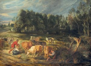Krajobraz ze stadem krów autorstwa Peter Paul Rubens